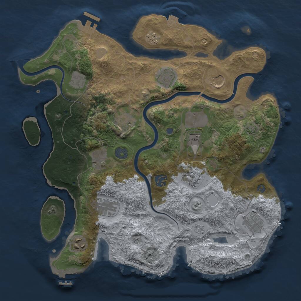 Rust Map: Procedural Map, Size: 3500, Seed: 301484527, 19 Monuments