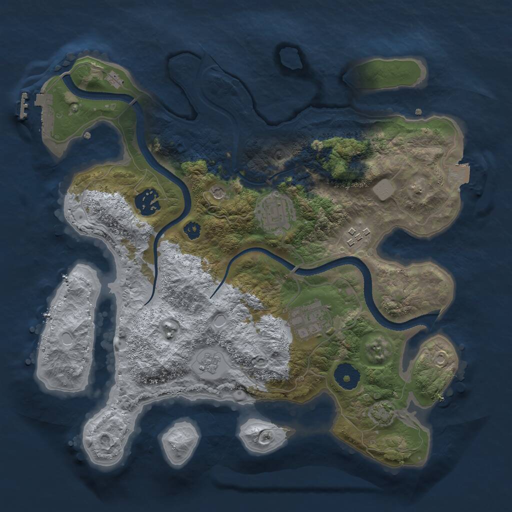 Rust Map: Procedural Map, Size: 3000, Seed: 457228635, 9 Monuments