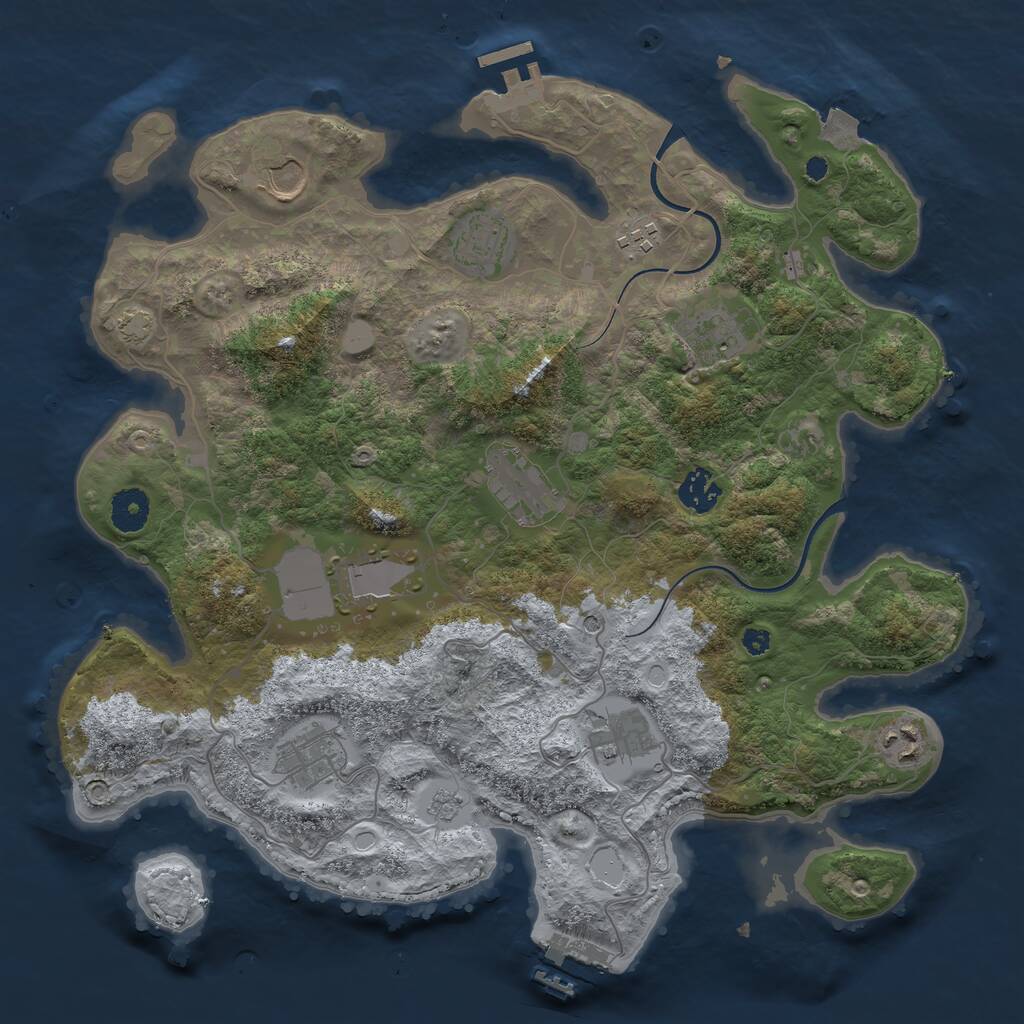 Rust Map: Procedural Map, Size: 3700, Seed: 848592, 16 Monuments