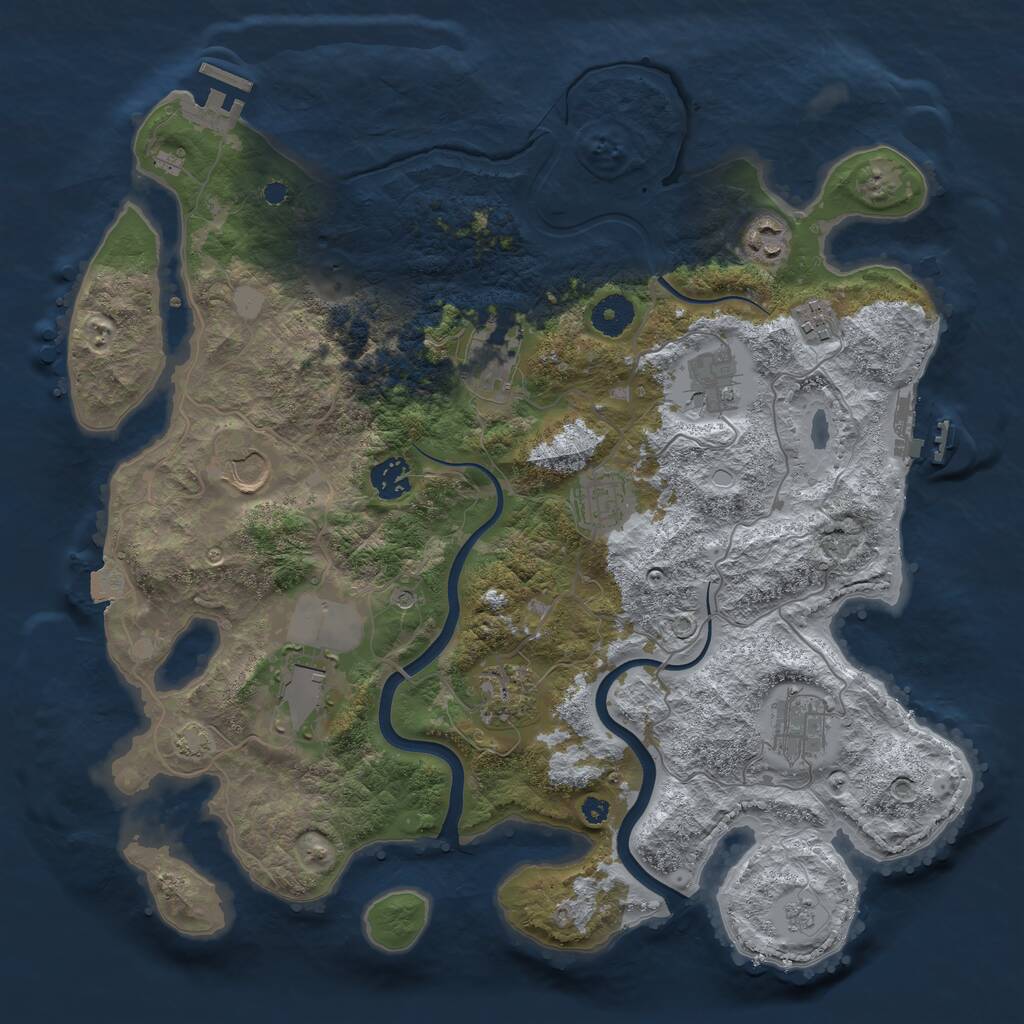 Rust Map: Procedural Map, Size: 3750, Seed: 1698506897, 16 Monuments