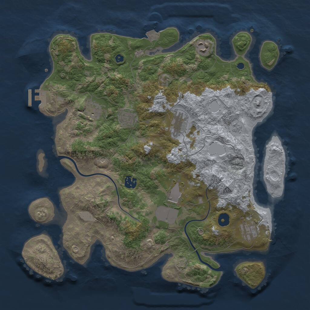 Rust Map: Procedural Map, Size: 3700, Seed: 890009254, 12 Monuments