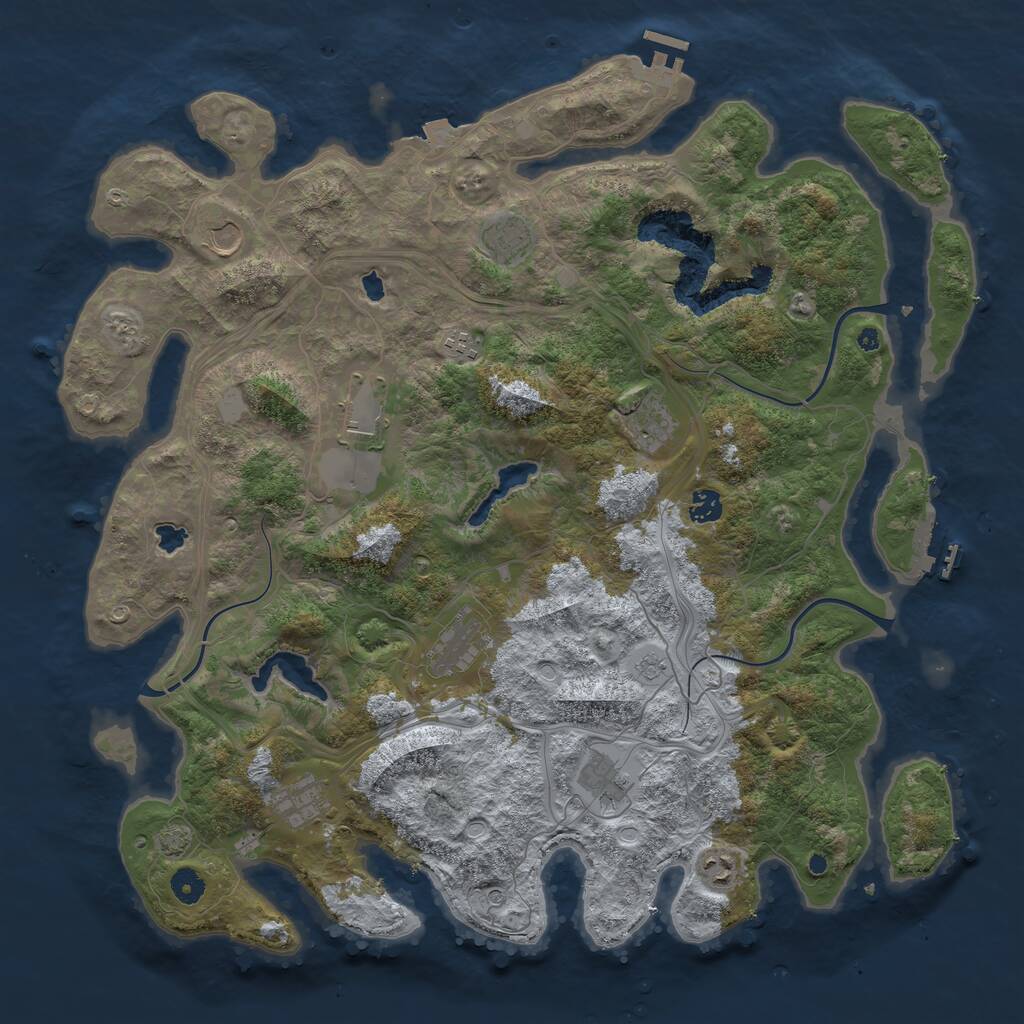 Rust Map: Procedural Map, Size: 4500, Seed: 889588044, 16 Monuments