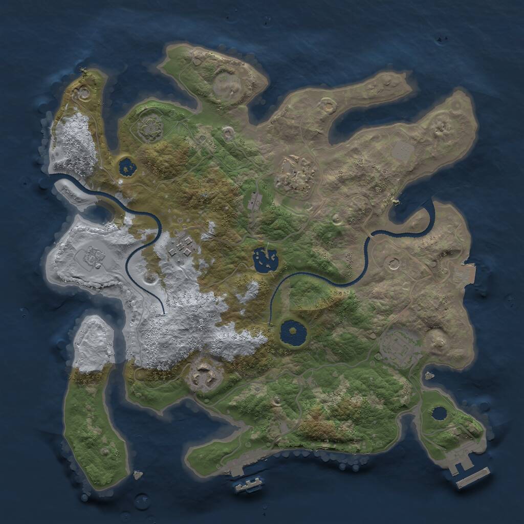 Rust Map: Procedural Map, Size: 3000, Seed: 27844, 11 Monuments
