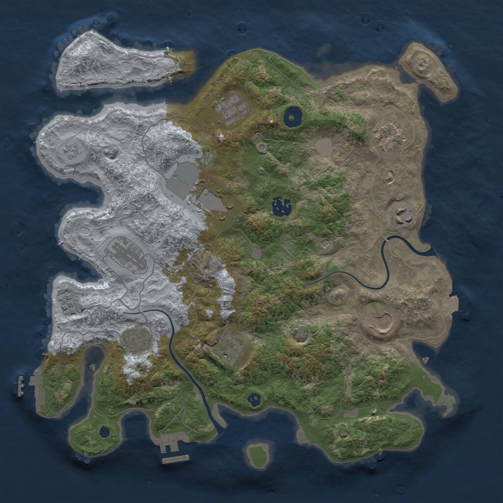 Rust Map: Procedural Map, Size: 3750, Seed: 836897752, 16 Monuments