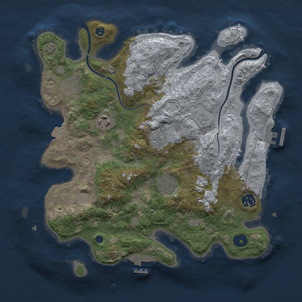 Rust Map: Procedural Map, Size: 3300, Seed: 540395402, 12 Monuments