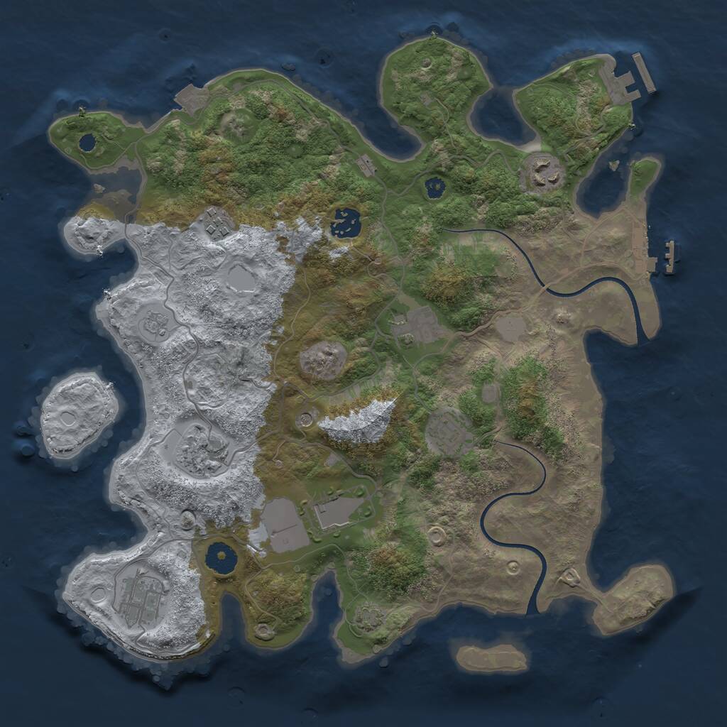 Rust Map: Procedural Map, Size: 3500, Seed: 1252630227, 14 Monuments