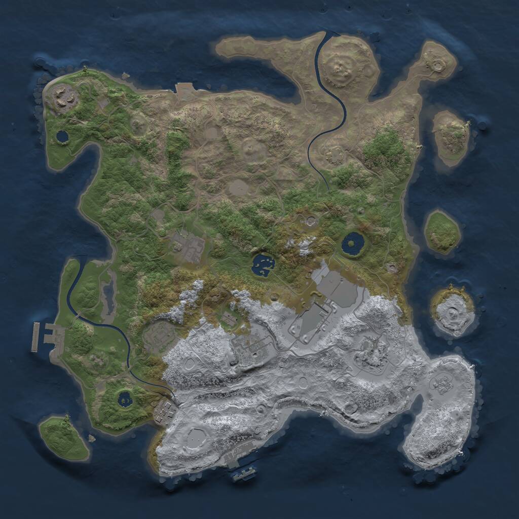 Rust Map: Procedural Map, Size: 3500, Seed: 35774, 14 Monuments