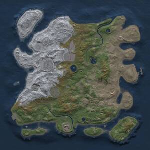 Thumbnail Rust Map: Procedural Map, Size: 3500, Seed: 34783166, 12 Monuments