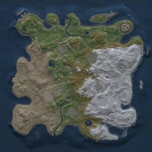 Thumbnail Rust Map: Procedural Map, Size: 3600, Seed: 310662557, 14 Monuments