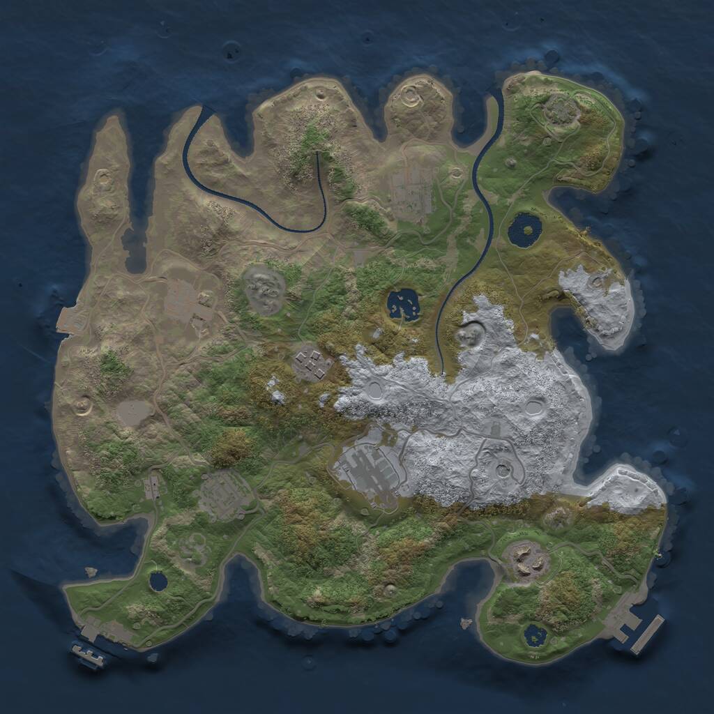 Rust Map: Procedural Map, Size: 3200, Seed: 280119158, 12 Monuments