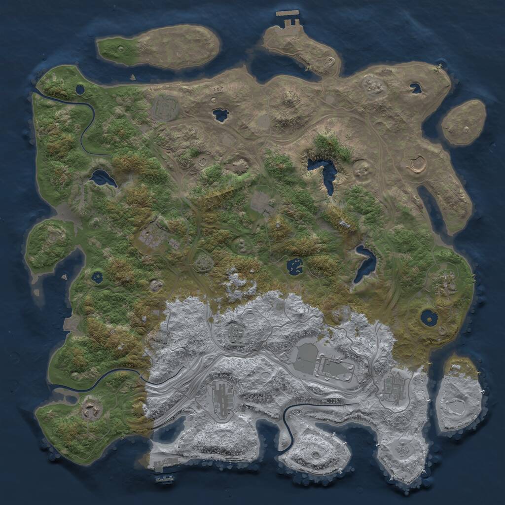Rust Map: Procedural Map, Size: 4500, Seed: 247843316, 17 Monuments