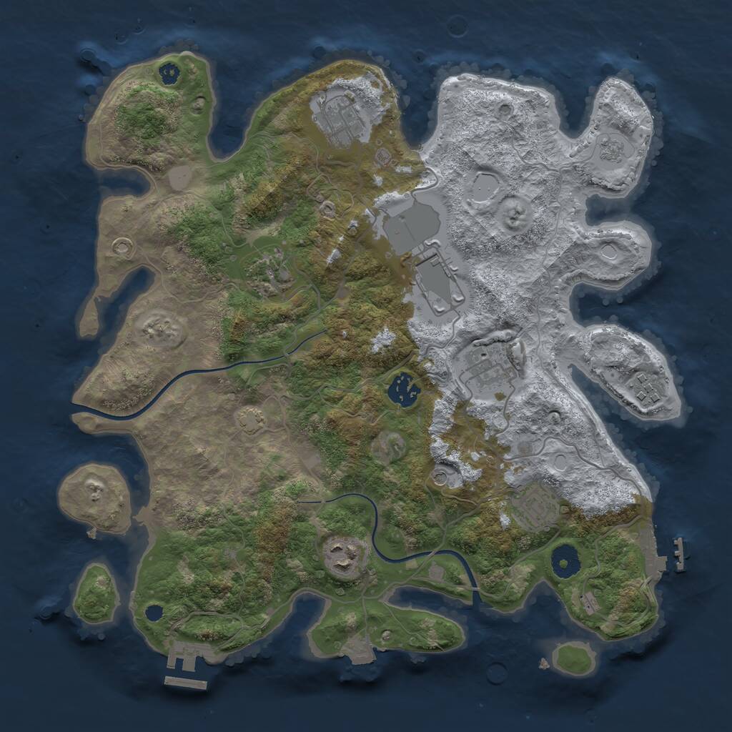 Rust Map: Procedural Map, Size: 3500, Seed: 695818299, 14 Monuments