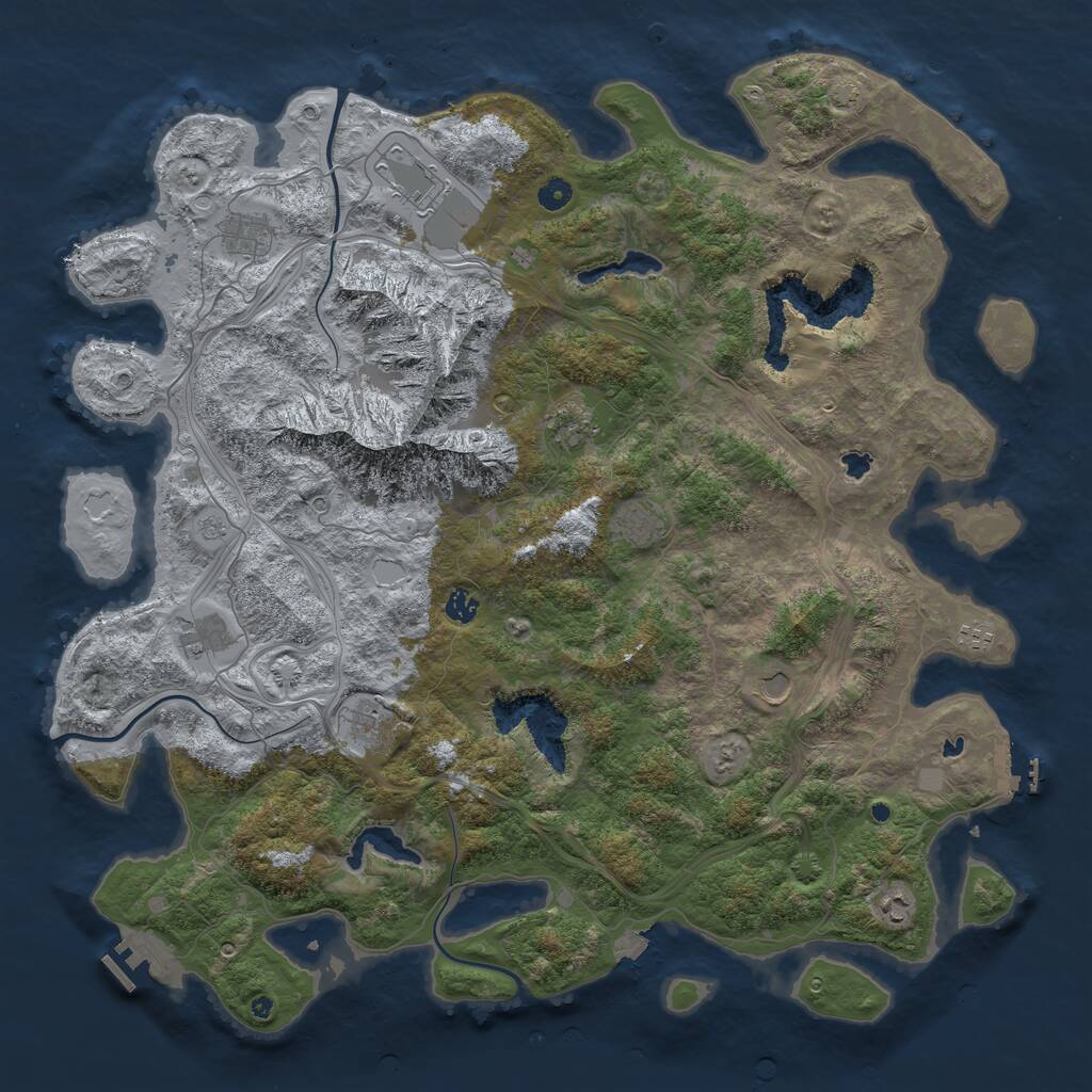 Rust Map: Procedural Map, Size: 5000, Seed: 25024, 16 Monuments