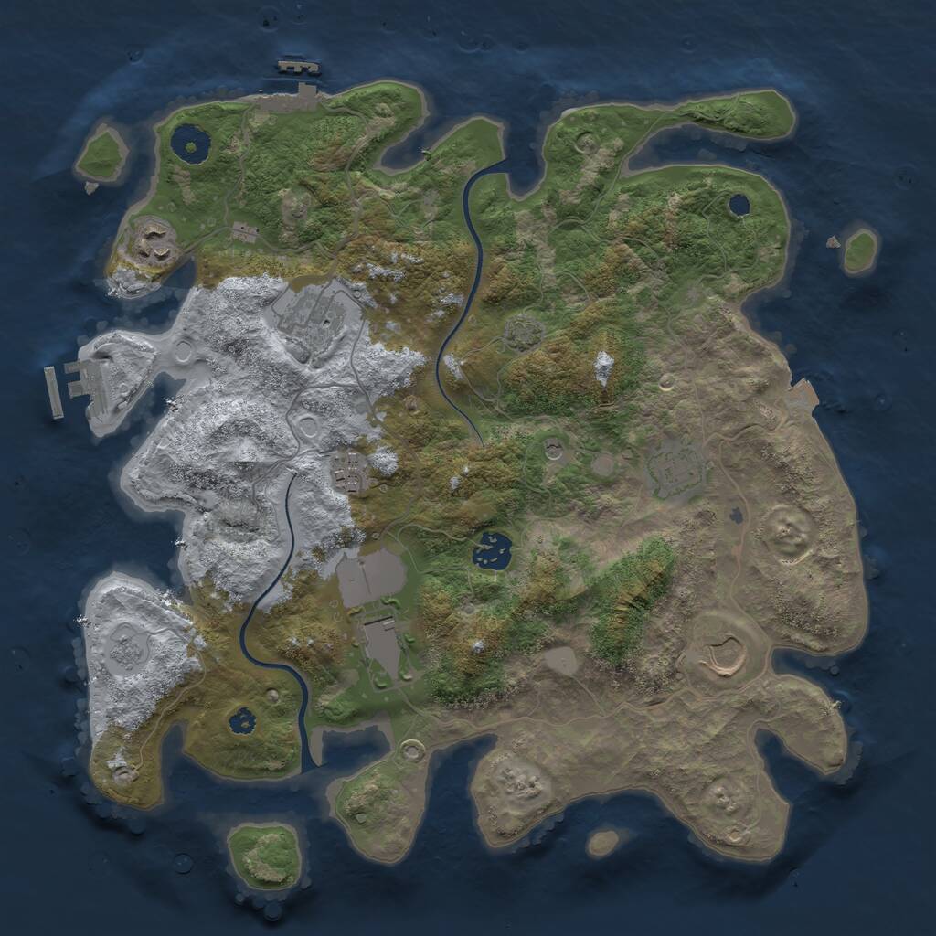 Rust Map: Procedural Map, Size: 3600, Seed: 34494620, 13 Monuments
