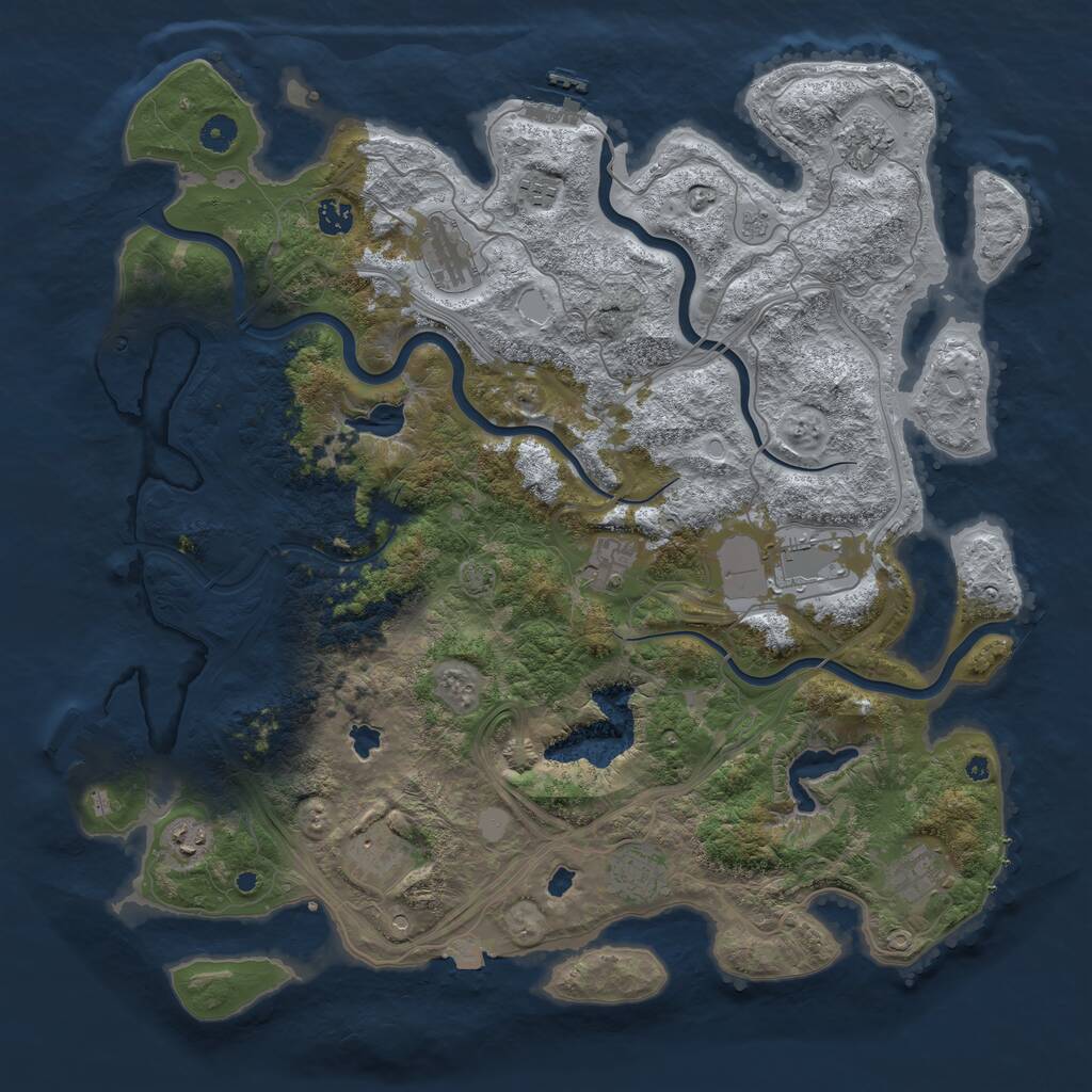 Rust Map: Procedural Map, Size: 4500, Seed: 907186299, 16 Monuments