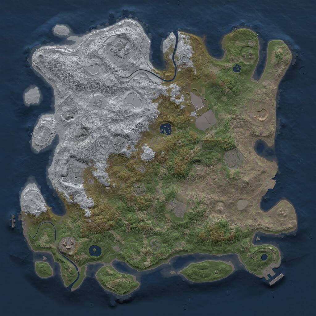 Rust Map: Procedural Map, Size: 3900, Seed: 55, 15 Monuments