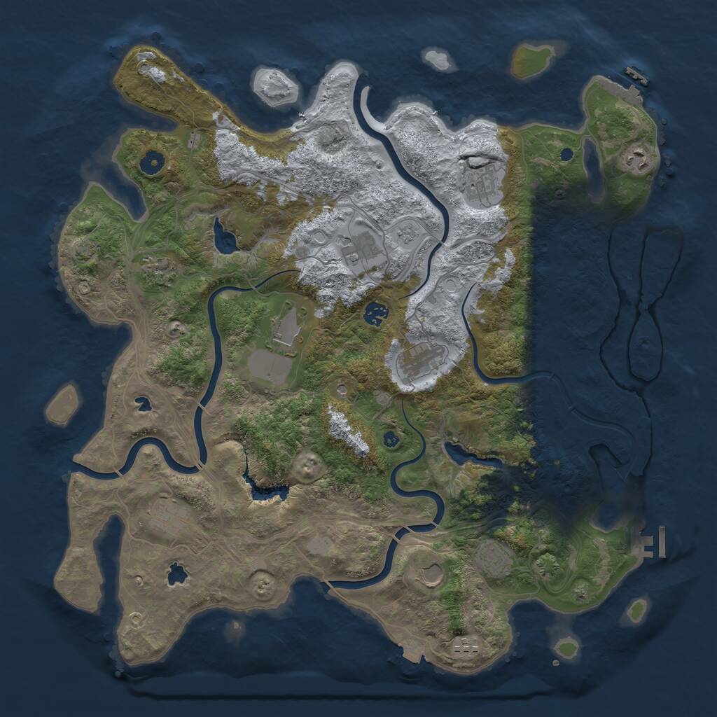 Rust Map: Procedural Map, Size: 4500, Seed: 42345, 17 Monuments