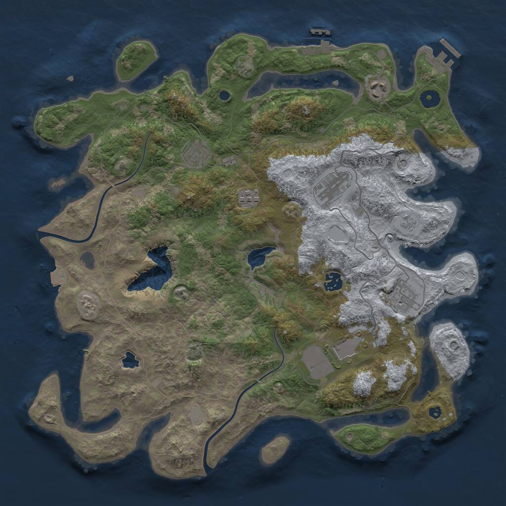 Rust Map: Procedural Map, Size: 4000, Seed: 939338619, 13 Monuments