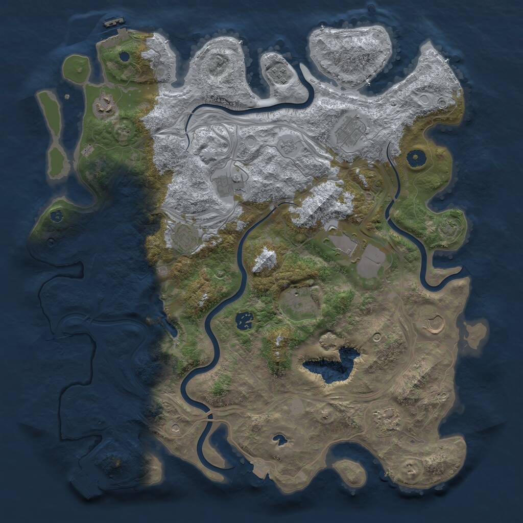 Rust Map: Procedural Map, Size: 4250, Seed: 410158156, 16 Monuments