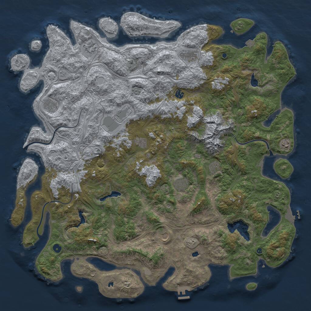 Rust Map: Procedural Map, Size: 5500, Seed: 39425871, 17 Monuments