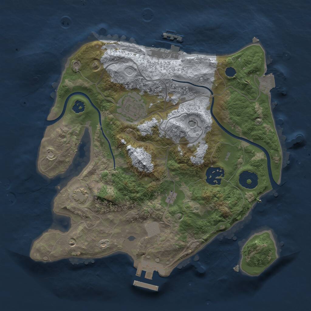 Rust Map: Procedural Map, Size: 2500, Seed: 1057023521, 7 Monuments