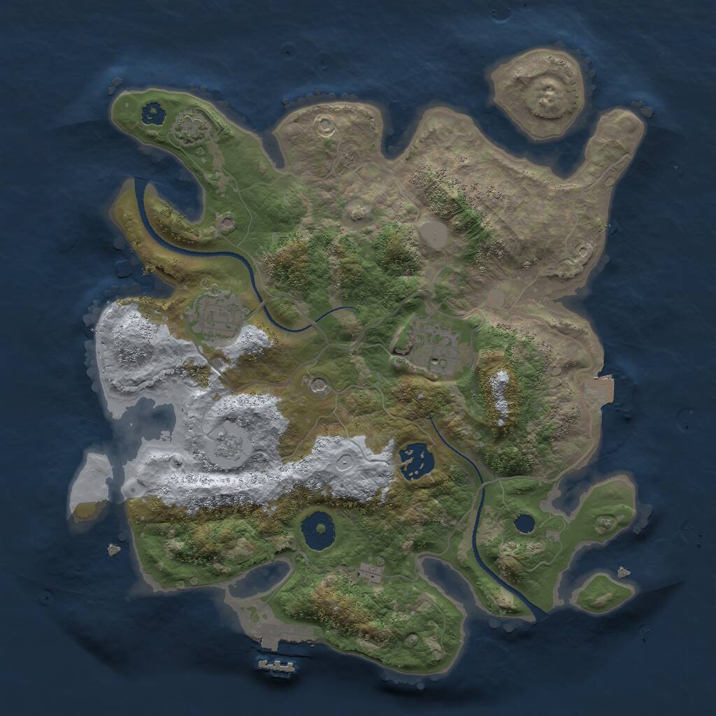 Rust Map: Procedural Map, Size: 3000, Seed: 17762078, 8 Monuments