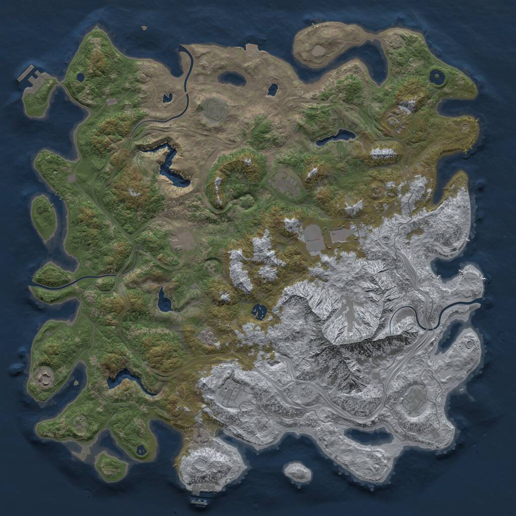 Rust Map: Procedural Map, Size: 5000, Seed: 2847466, 16 Monuments