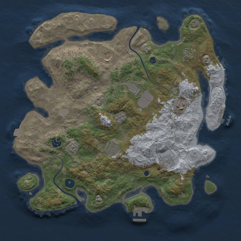 Rust Map: Procedural Map, Size: 3750, Seed: 57297737, 14 Monuments