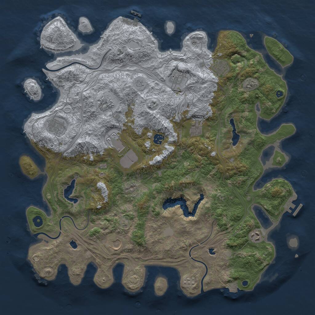 Rust Map: Procedural Map, Size: 4500, Seed: 935281045, 16 Monuments