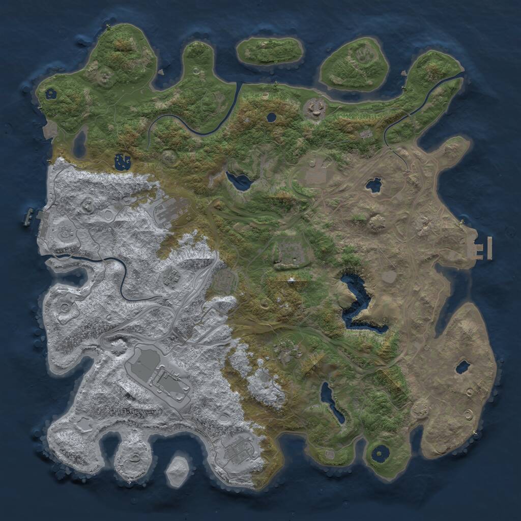 Rust Map: Procedural Map, Size: 4500, Seed: 1734583928, 16 Monuments