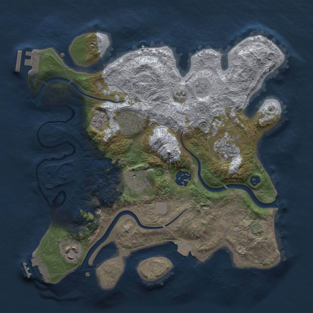 Rust Map: Procedural Map, Size: 3000, Seed: 47651, 12 Monuments