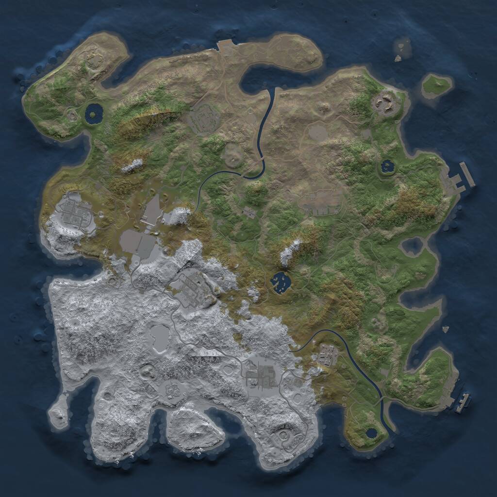 Rust Map: Procedural Map, Size: 3750, Seed: 1332022334, 15 Monuments