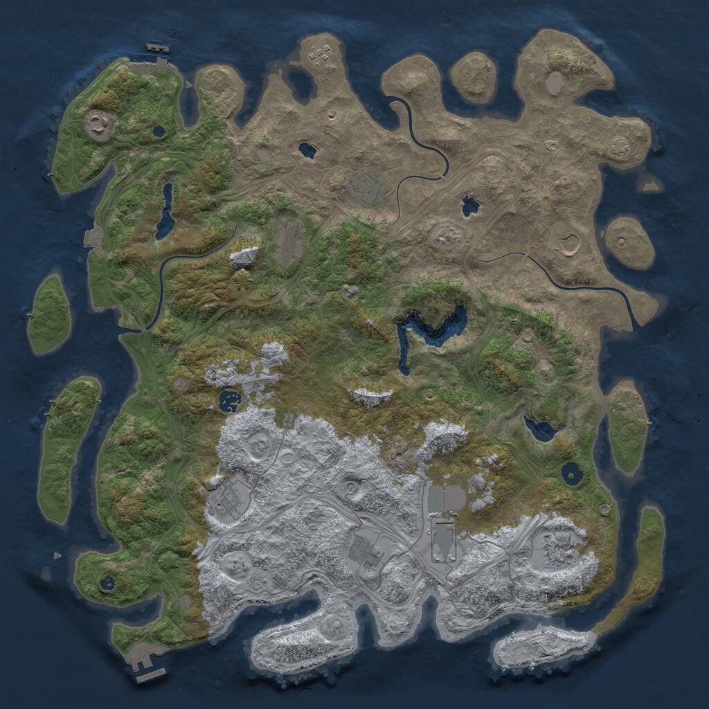Rust Map: Procedural Map, Size: 4800, Seed: 1091896926, 16 Monuments