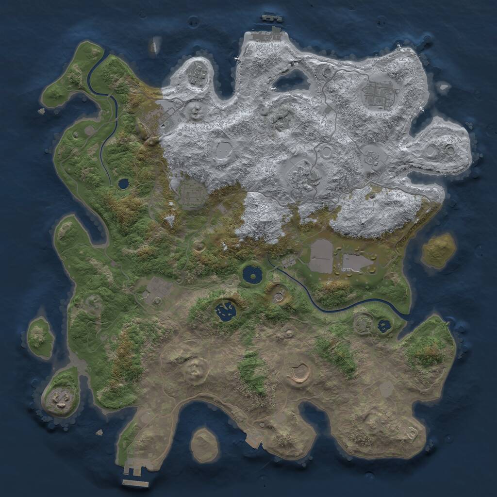 Rust Map: Procedural Map, Size: 3850, Seed: 440912821, 16 Monuments