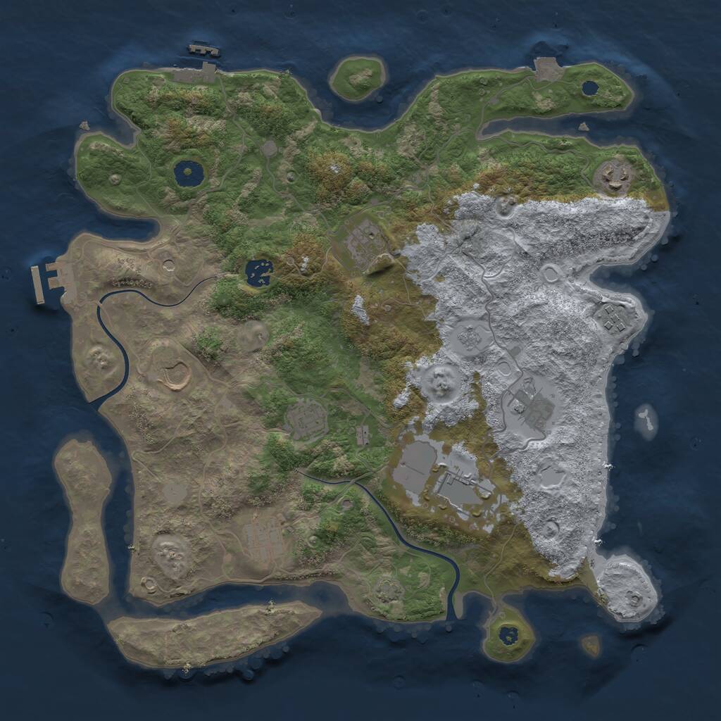 Rust Map: Procedural Map, Size: 3800, Seed: 2146617863, 15 Monuments
