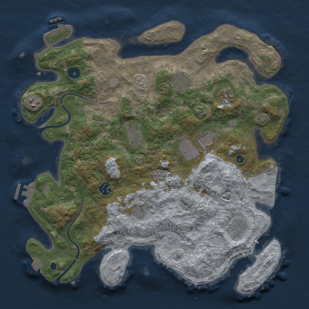 Rust Map: Procedural Map, Size: 3850, Seed: 2625, 15 Monuments