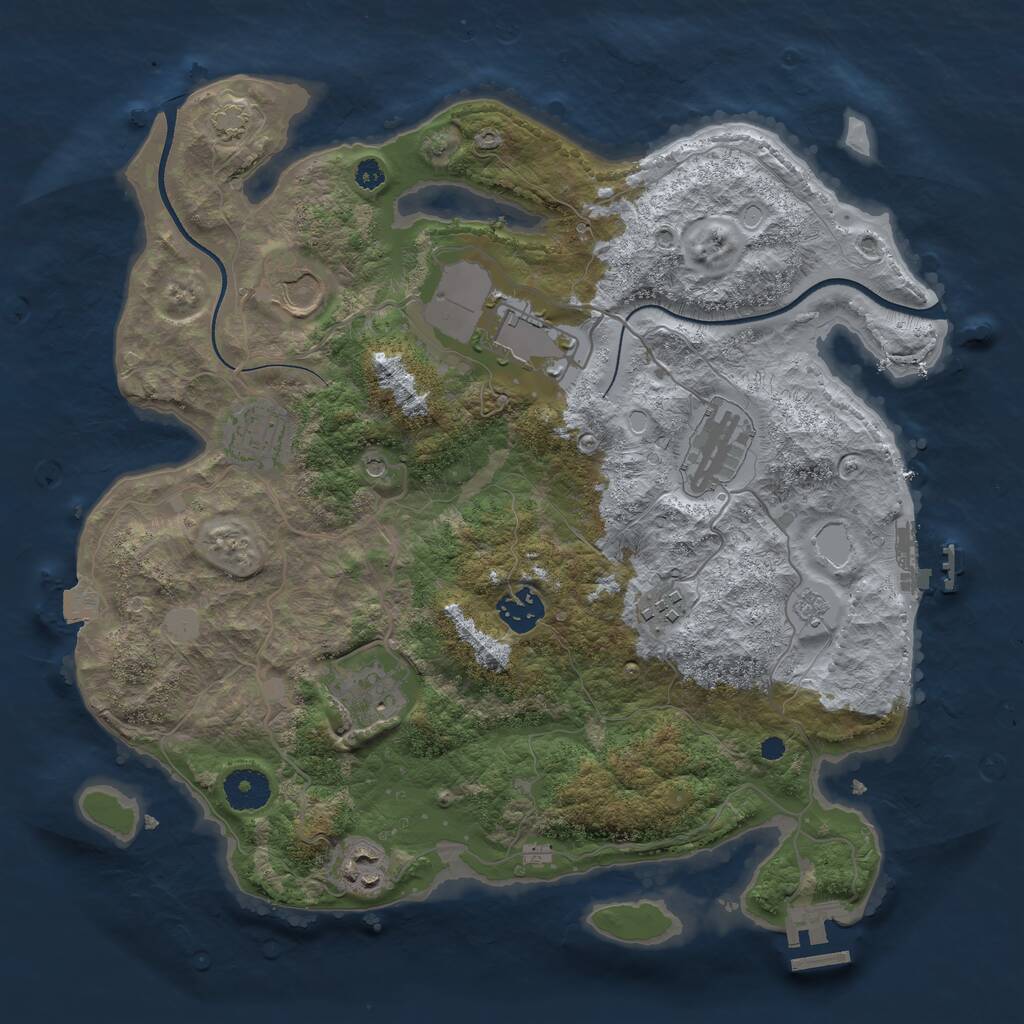 Rust Map: Procedural Map, Size: 3500, Seed: 485650565, 14 Monuments