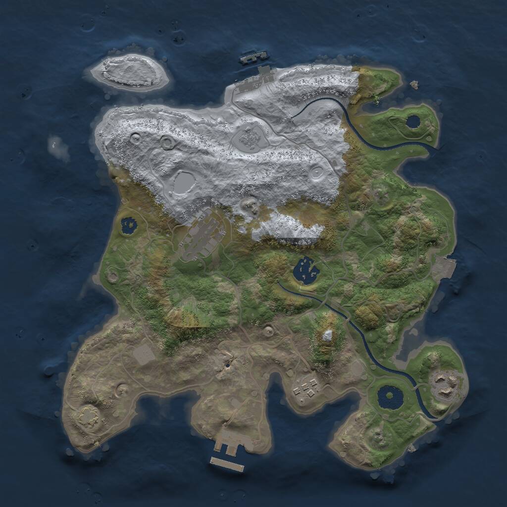 Rust Map: Procedural Map, Size: 3000, Seed: 2062302458, 9 Monuments