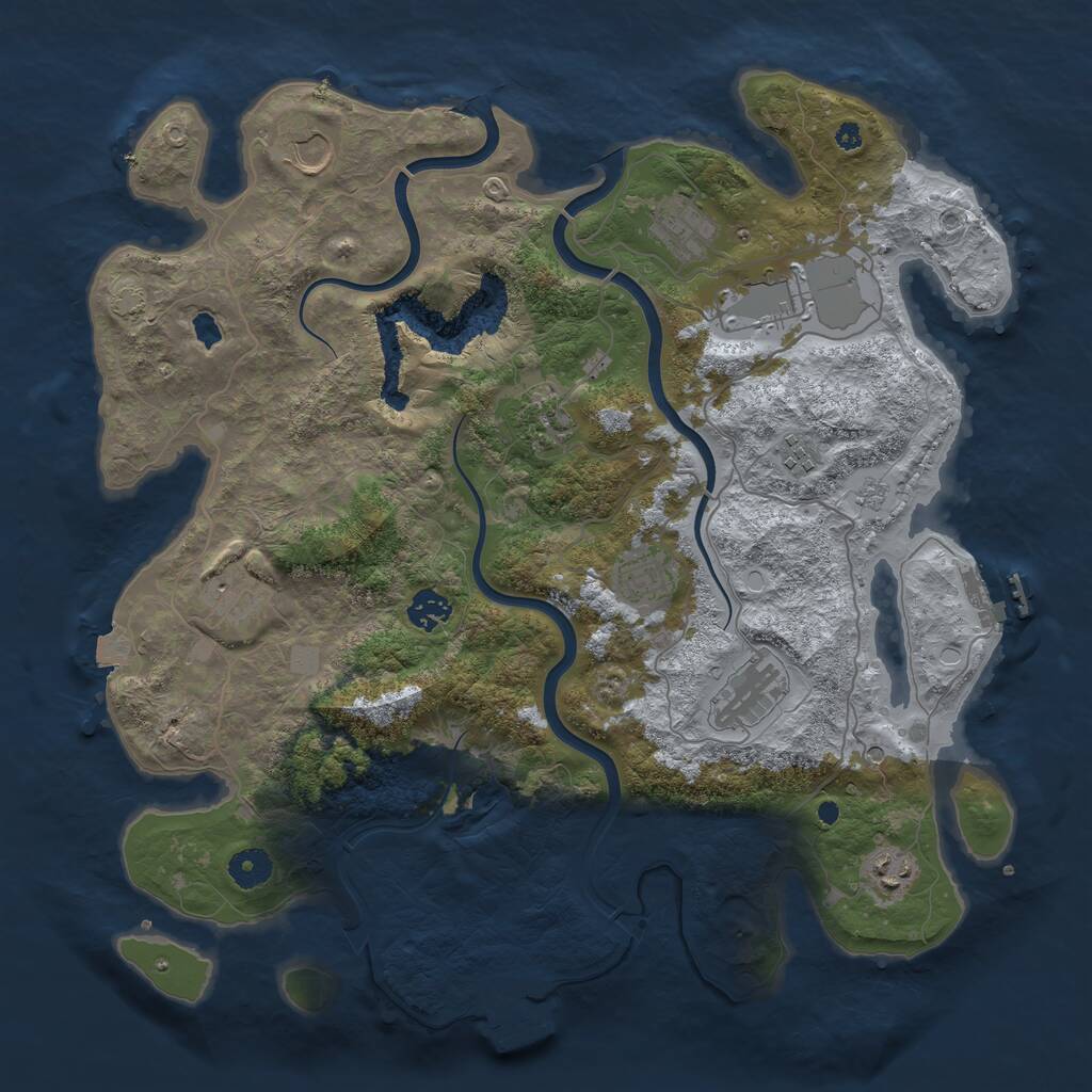 Rust Map: Procedural Map, Size: 4000, Seed: 8844400, 16 Monuments