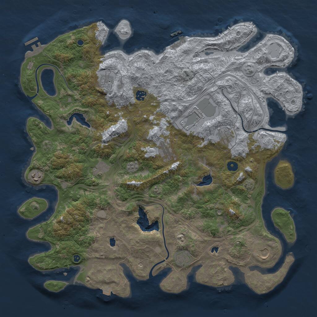 Rust Map: Procedural Map, Size: 4500, Seed: 231460582, 16 Monuments