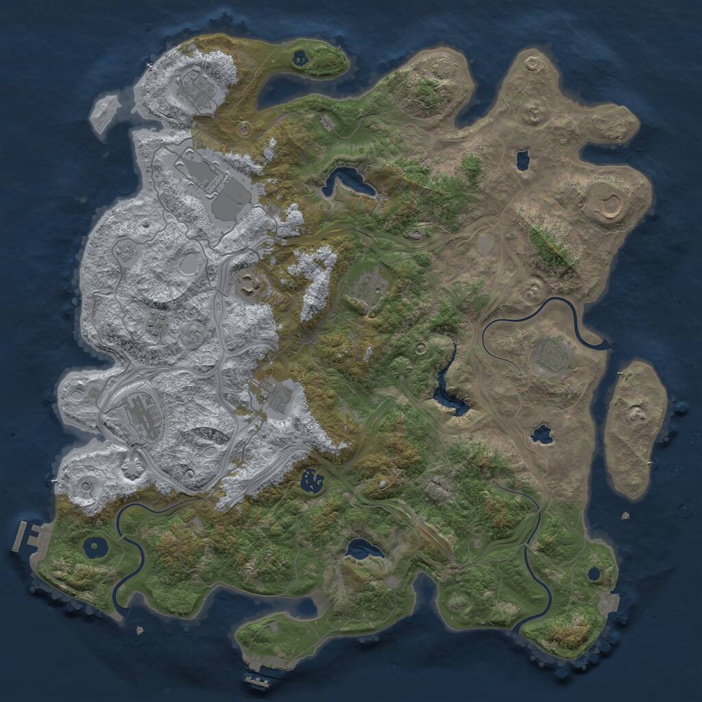 Rust Map: Procedural Map, Size: 4500, Seed: 1931107382, 16 Monuments