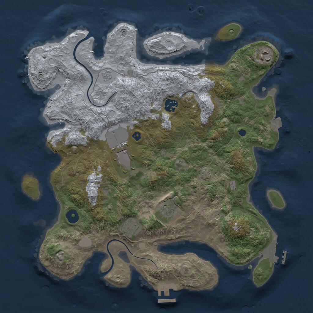 Rust Map: Procedural Map, Size: 3600, Seed: 780687533, 11 Monuments