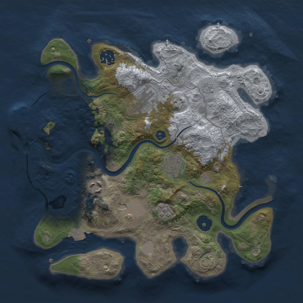 Rust Map: Procedural Map, Size: 3000, Seed: 1787245344, 11 Monuments