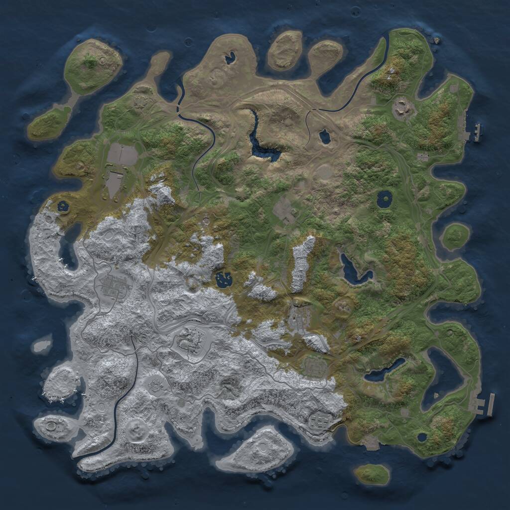 Rust Map: Procedural Map, Size: 4500, Seed: 1070225269, 15 Monuments