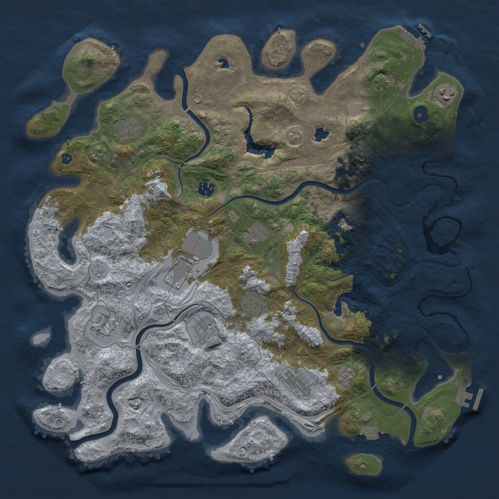 Rust Map: Procedural Map, Size: 4500, Seed: 1070225269, 16 Monuments