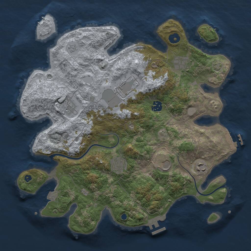 Rust Map: Procedural Map, Size: 3500, Seed: 1052531039, 13 Monuments