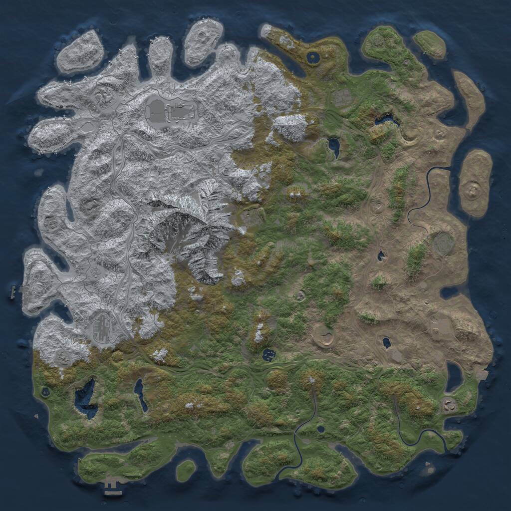 Rust Map: Procedural Map, Size: 6000, Seed: 37631, 17 Monuments