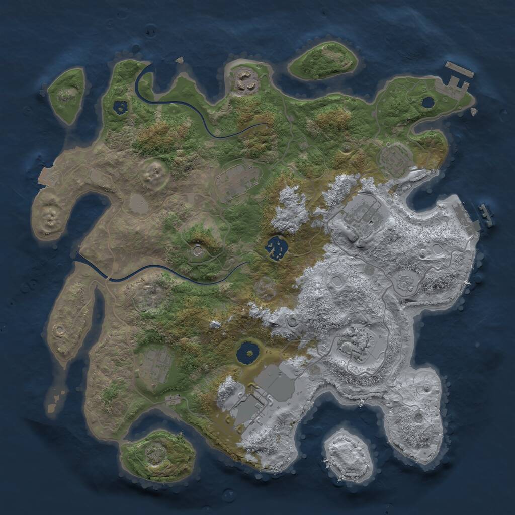Rust Map: Procedural Map, Size: 3500, Seed: 322655303, 14 Monuments