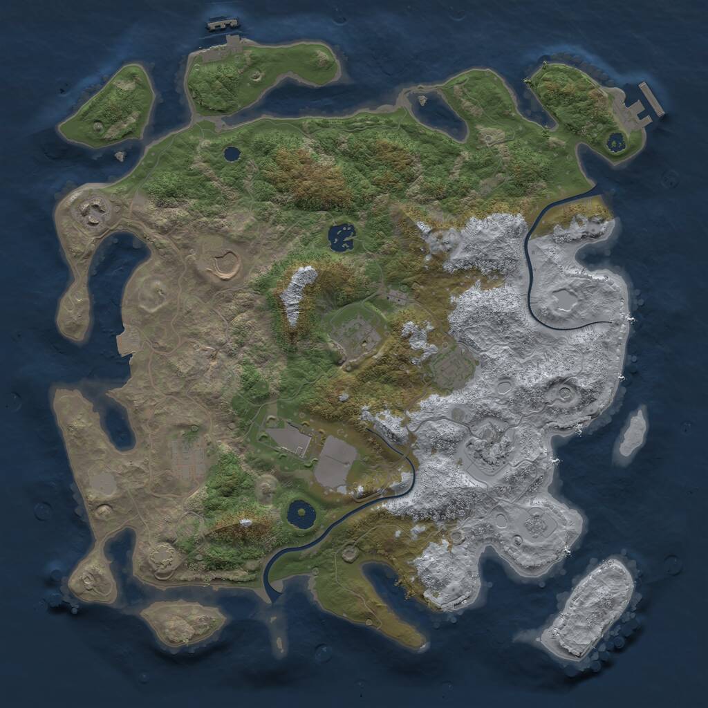 Rust Map: Procedural Map, Size: 3750, Seed: 822387, 14 Monuments