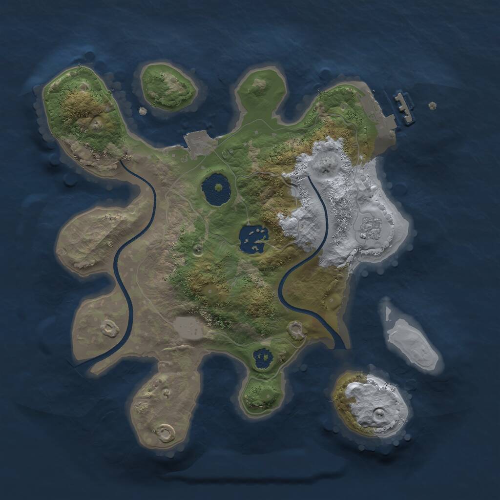 Rust Map: Procedural Map, Size: 2500, Seed: 1246810, 4 Monuments